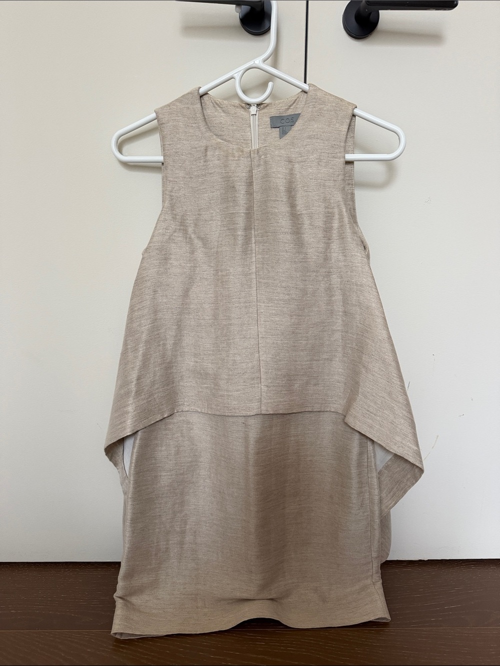 COS Sleeveless High-Low Layered Dress in Beige